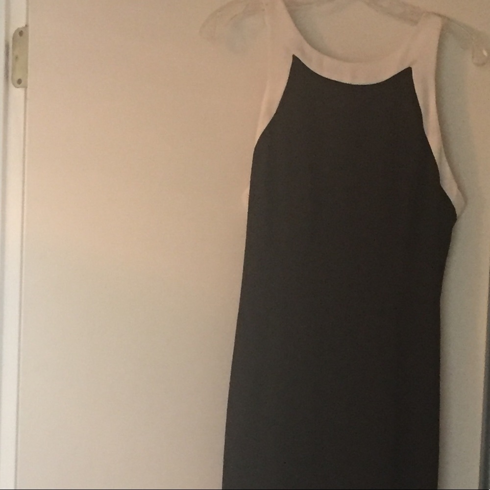 Floor length evening gown: black with white trim